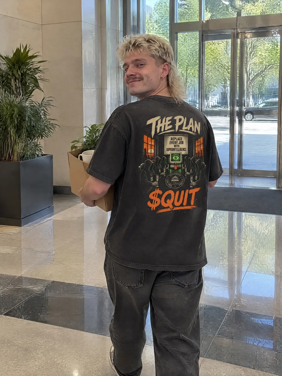 Jaxon wearing The Plan Tee