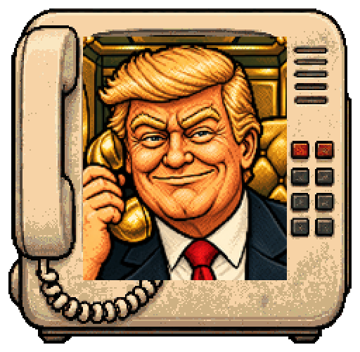 Donald Trump, the desk-phone portrait from the show.